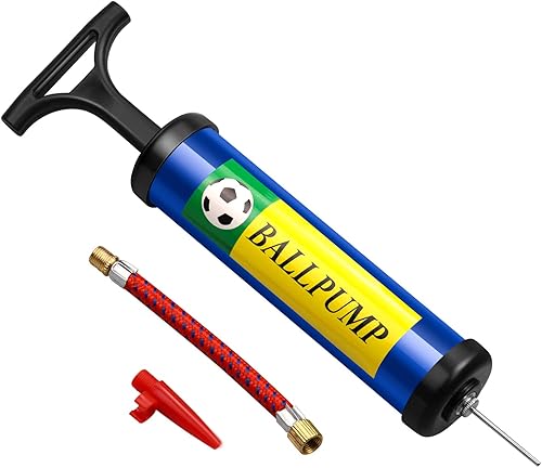 Eruinfang Bomba de bola deportiva de 8 pulgadas, bomba de aire inflable portátil, bomba de mano, bomba de baloncesto con boquillas de aguja de