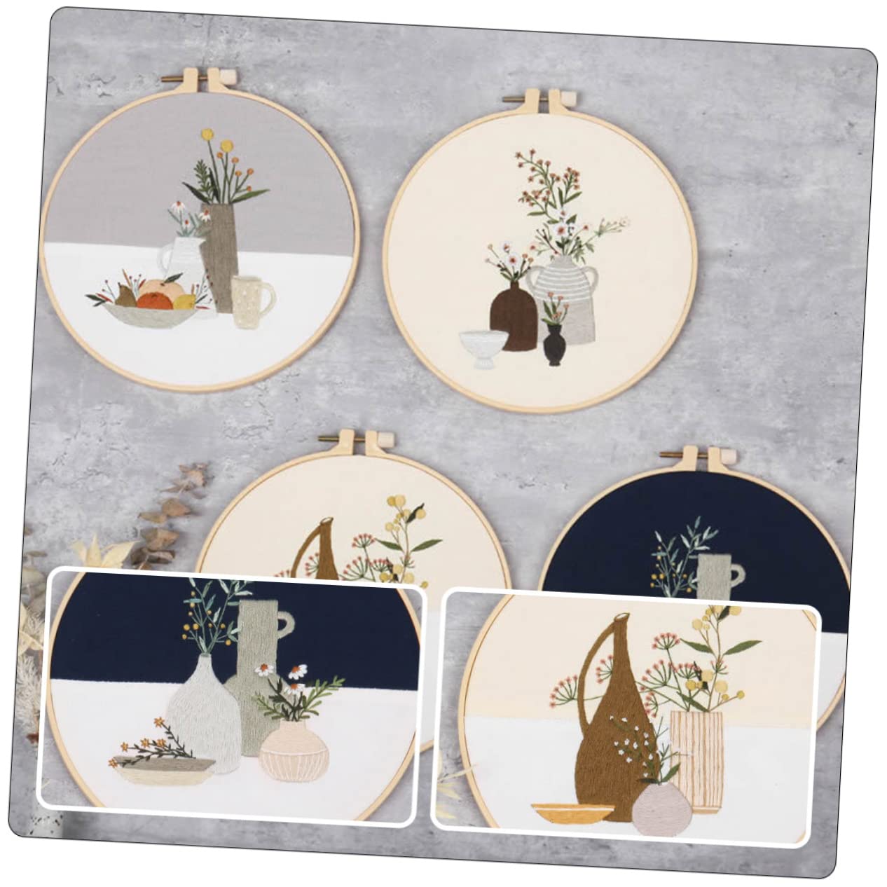 SEWOART 4 Juegos de Kits de Punto de Cruz DIY Hilos de Bordar y Patrón Floral para Manualidades en Casa