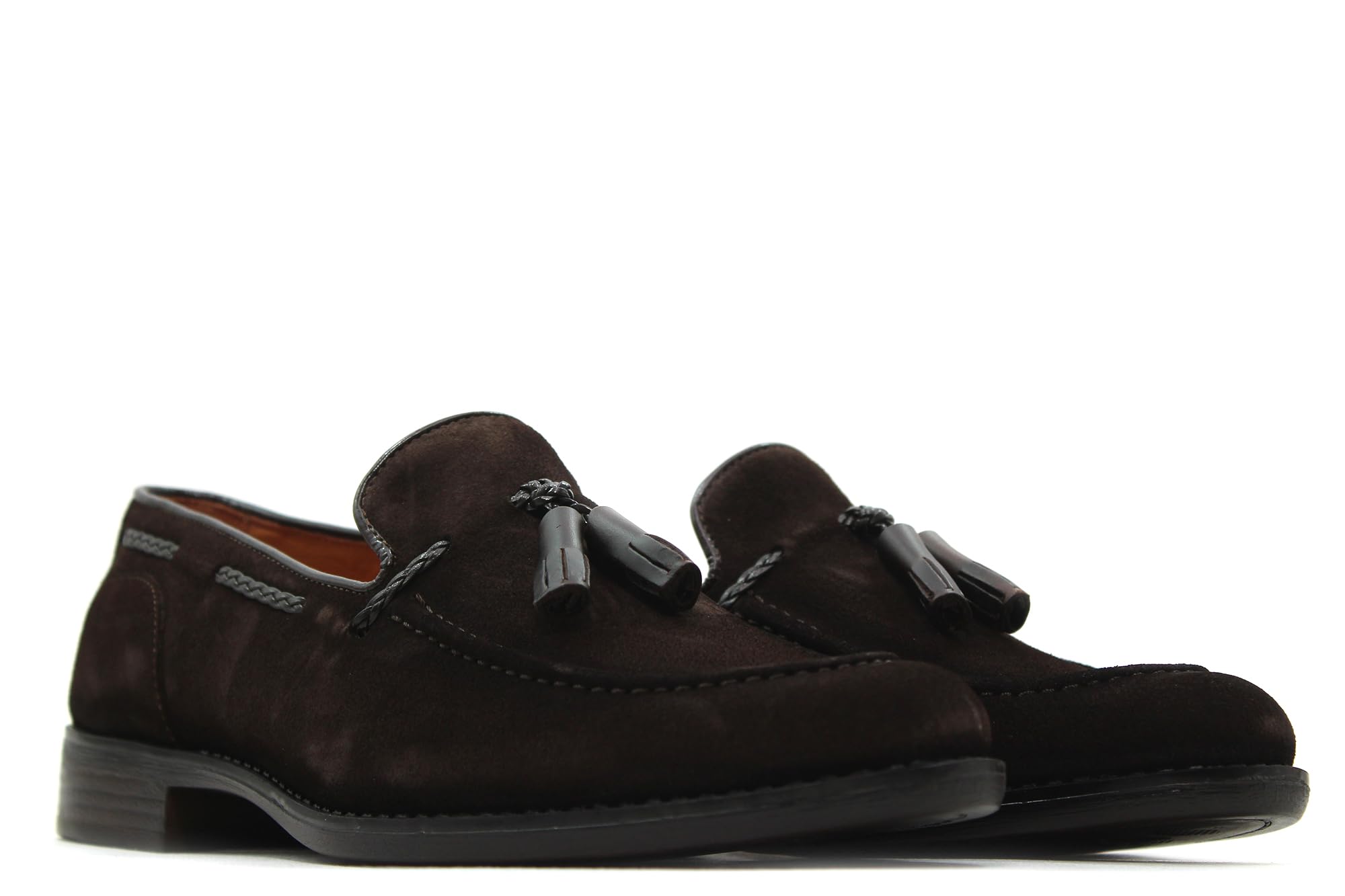 S@kut - Zapato mocasín Castellano en Piel de Ante,con borlas,Suela de Goma,tacón bajo,Elegante para: Hombre