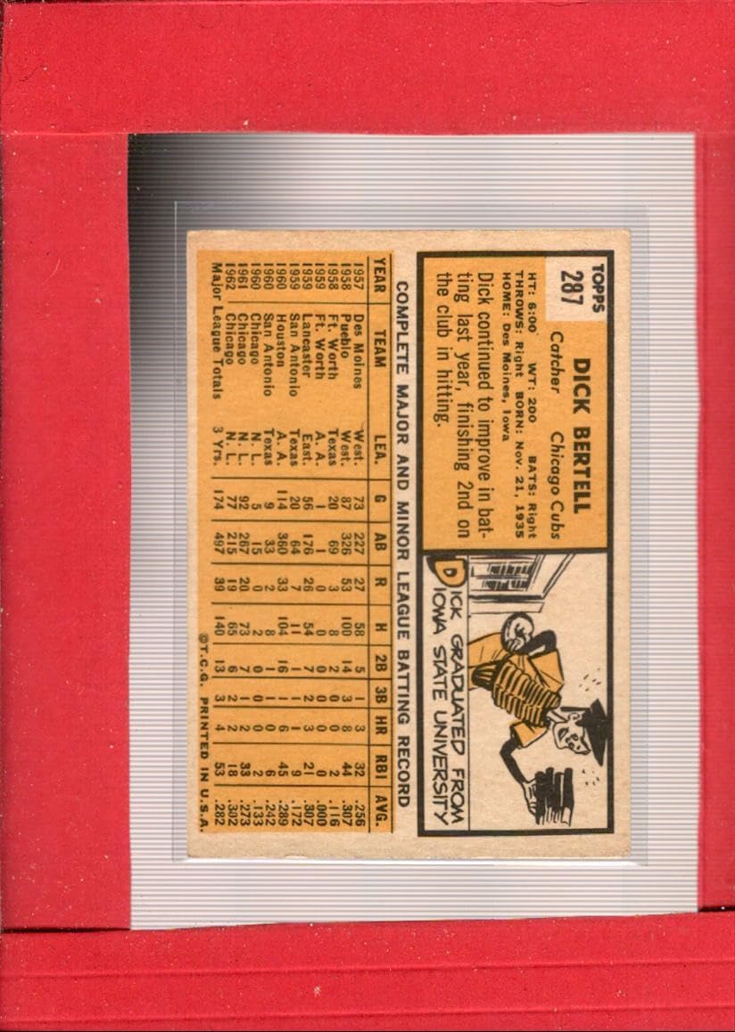 Baseball MLB 1963 Topps #287 Dick Bertell EX/NM Cubs