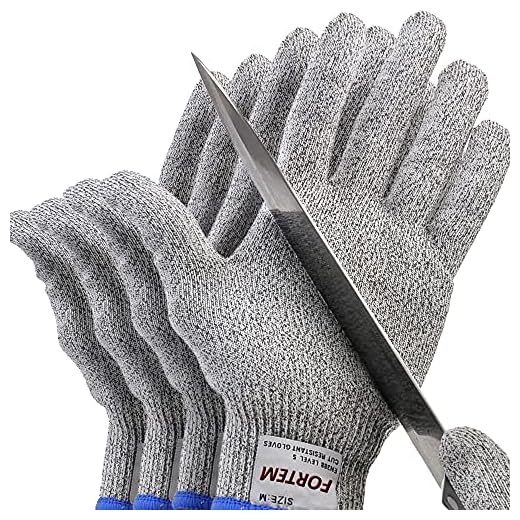 Fortem Cut Resistant Gloves, 2 Pairs (4 Gloves), Level 5 Protection, Food Grade, EN388 Certified (Large)
