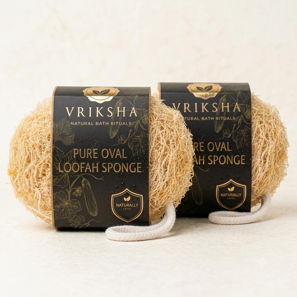 Vriksha Naturals Pure Oval Loofah Sponge, Pack of 2, Beige | 100% Natural & Organic, Exfoliates & Deep Cleanses, Biodegradable, Chemical Free, Improves Blood Circulation-image-15