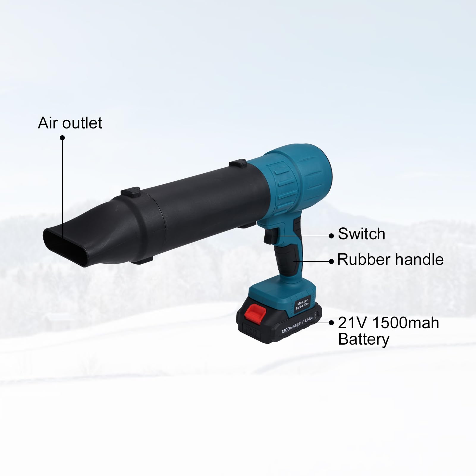Laubbläser Akku 21V Schneefräse Luftstaubsauger mit 1500 mAh-Akku, 3 austauschbaren Düsen, stufenlose Geschwindigkeitsregelung für die Autoreinigung, Hausstaubreinigung, Hofreinigung