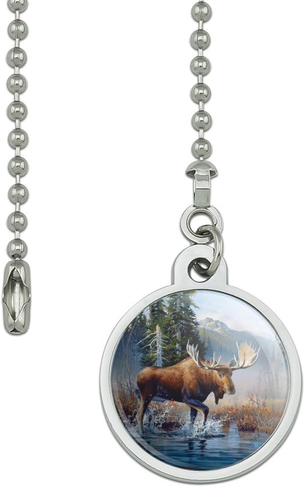 GRAPHICS & MORE Moose in The River Forest Woods Wilderness Ceiling Fan and Light Pull Chain