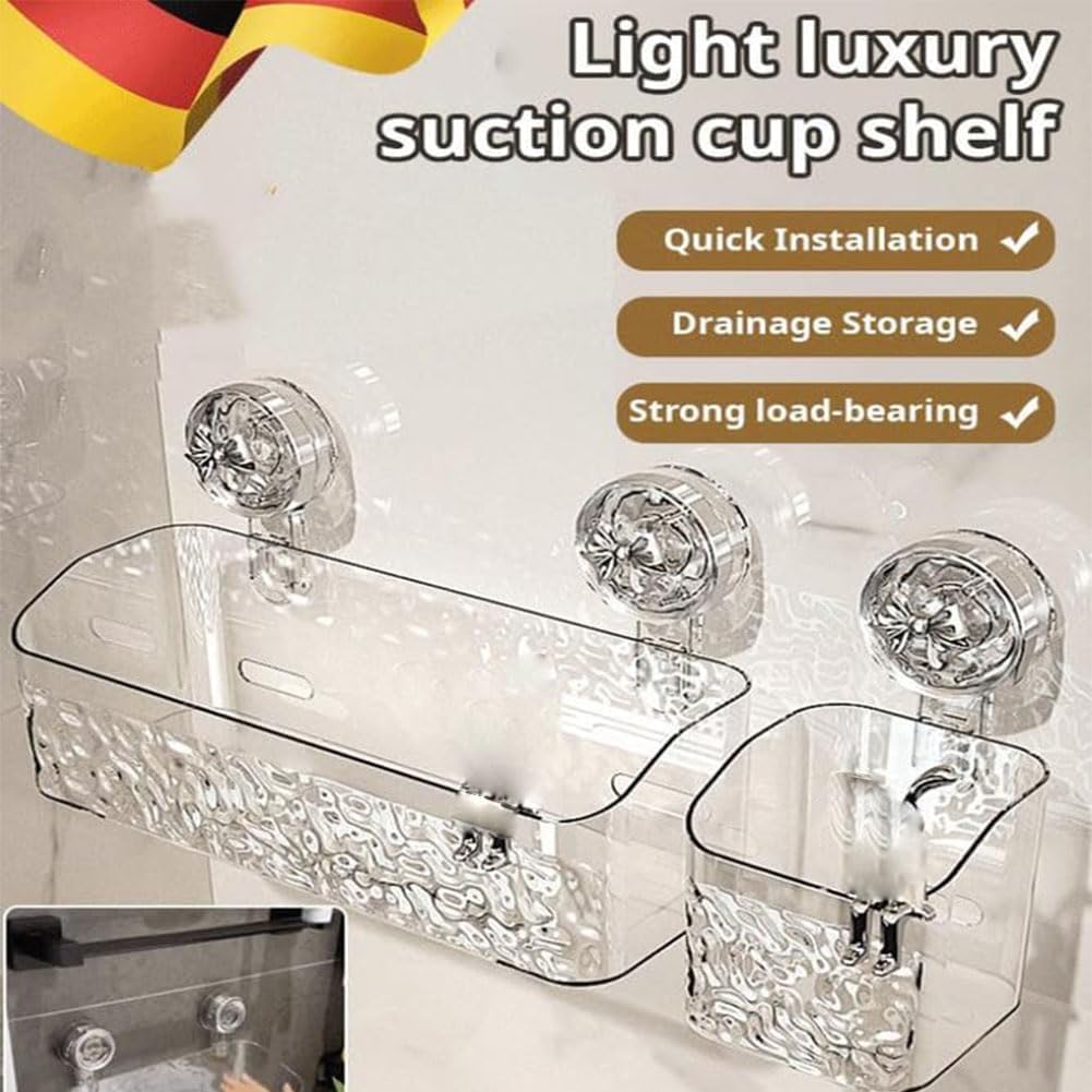 Leichte Luxus-Duschablage mit Gletscher-Muster, Saugnapf, transparent, Eckregal, starker Saugnapfkorb für Badezimmer, Dusche, Aufbewahrungslösung