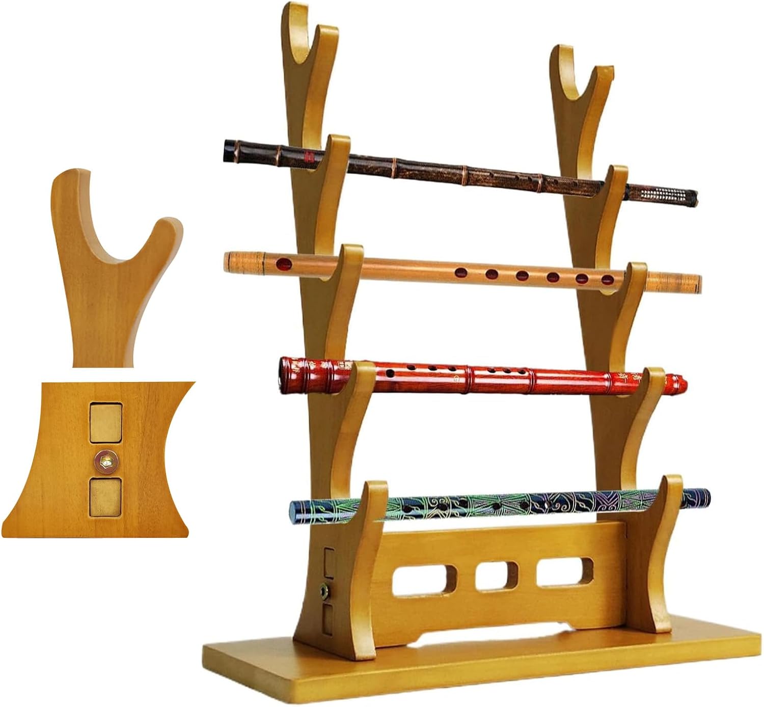 Desktop Flute Stand, Wooden Flute Stand, 5 Tier Sheathed Flute Stand, Samurai Sword Flute Stand, Elegant Desktop Flute Stand, Flute Organizer For Living Room, Shop, Showroom