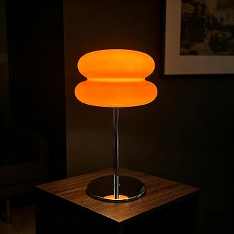 Mushroom Bedside Table Lamp, Orange | Mid-century Modern, Retro Dimmable, Cute and Cool Home Decor, Bedroom