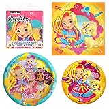 Unique Sunny Day Birthday Party Supplies and Decorations | Dinner and Dessert Paper Plates, Luncheon Paper Napkins and Table Cover