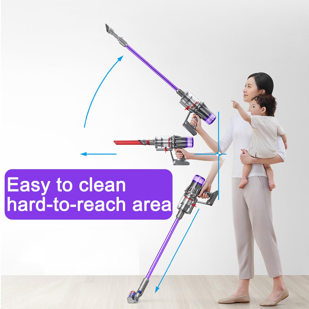 Verlängerungsrohr für Dyson V11 V15 V10 V8 V7 Stabstaubsauger, Ersatz Teleskoprohr Schnellspanner Verlängerungsstange Zubehör, 72cm（ lila）