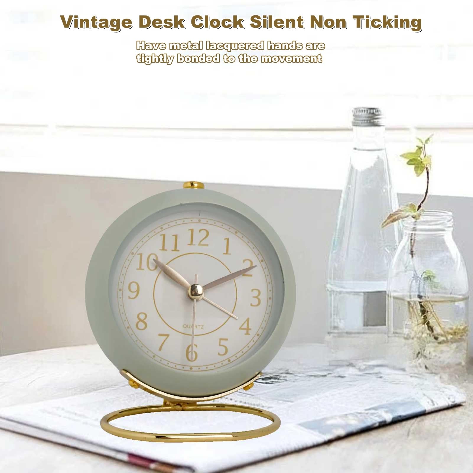 Petite Horloge De Table Silencieuse - Réveil De Chevet Sans Tic-tac - Design Rond Rose