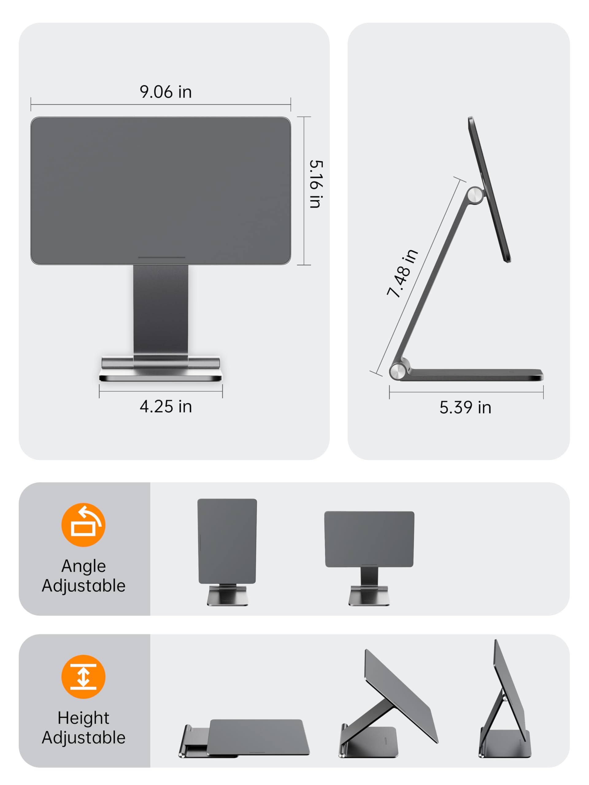 Support magnétique pour Kindle Scribe 10,2" (2024/2022), Pliable et réglable, Tout en Aluminium, Support de Tablette