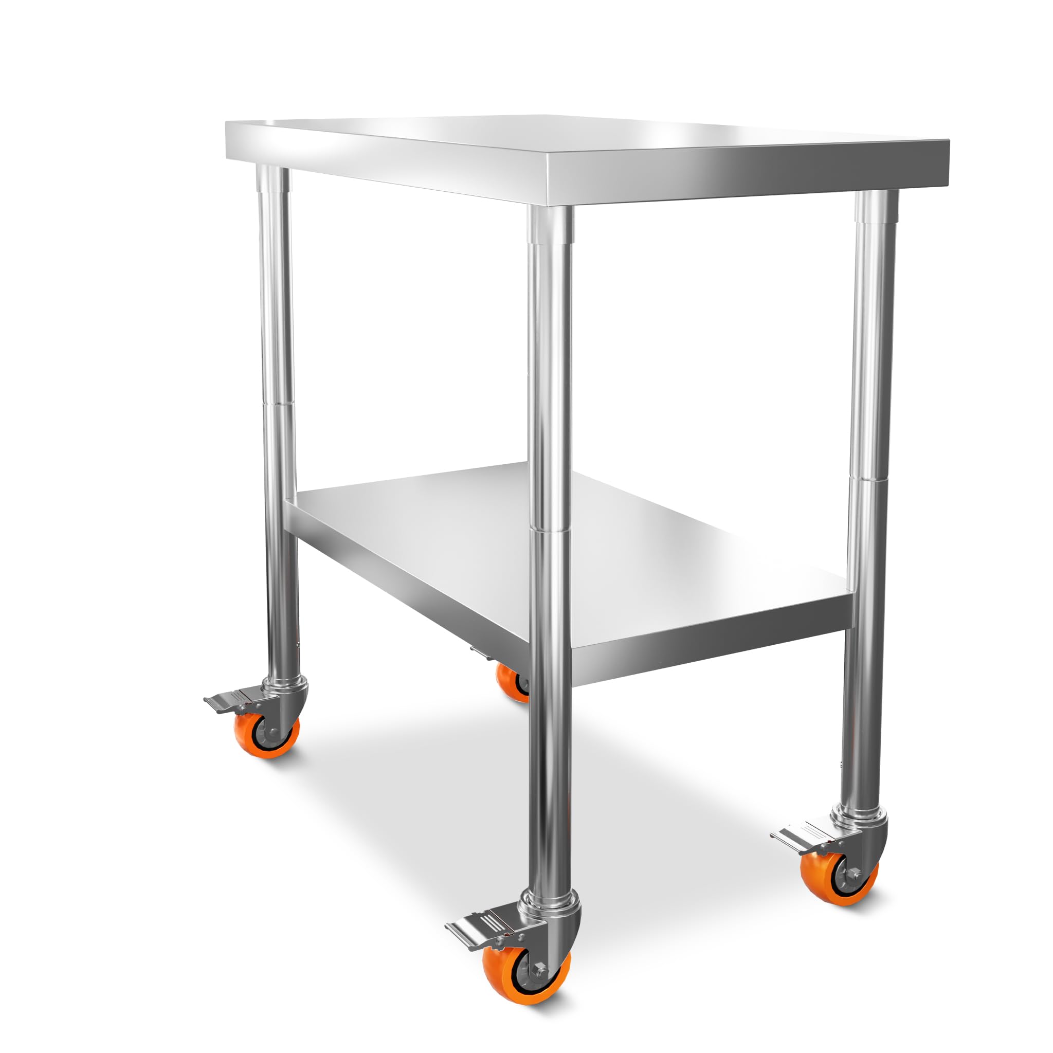 Froadp Arbeitstisch Edelstahl Küche 85x76x46cm Multifunktionale Edelstahltisch mit Rollen und Ablagefläche Küchentisch für Lebensmittelzubereitung Zubereitungstisch Gastronomietisch Grilltisch - M