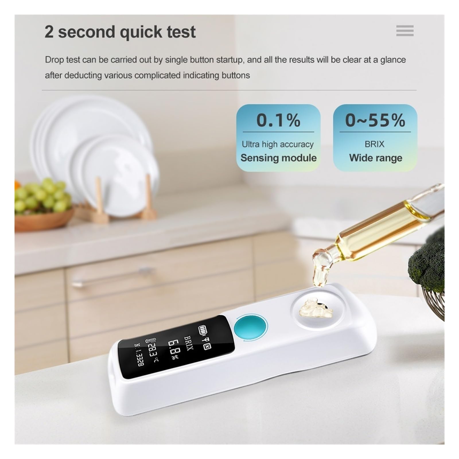 Probador De Refractómetro Automático Azúcar Miel 6 En 1, Densímetro Café, Medidor Concentración Línea Bluetooth Respuesta RáPida(0-95)