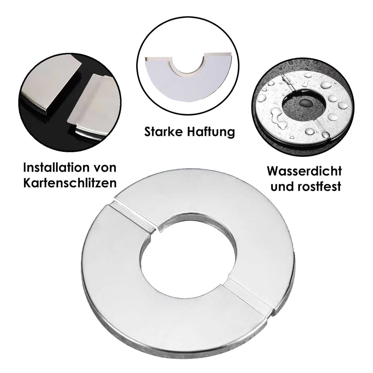 Rosette Per Rubinetto In Acciaio Inox - 4 Pezzi Ø23mm, Autoadesive, Anti-Ruggine Per Copertura Fori - Foto 3