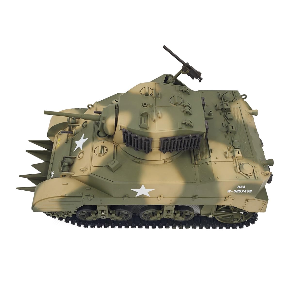 M5A1 Stuart Light - Tanque teledirigido para adultos, 1:16, con efectos de luz de sonido, salida de humos, telescopio, vehículo militar RC para más de 16 años