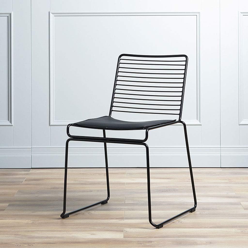 Iron Chair Dining Chair Armchair Office Chair Balcony Outdoor Home Studio Kitchen Breakfast Bar Stool Black/White (Color : Black) Colour:White (Color : White)
