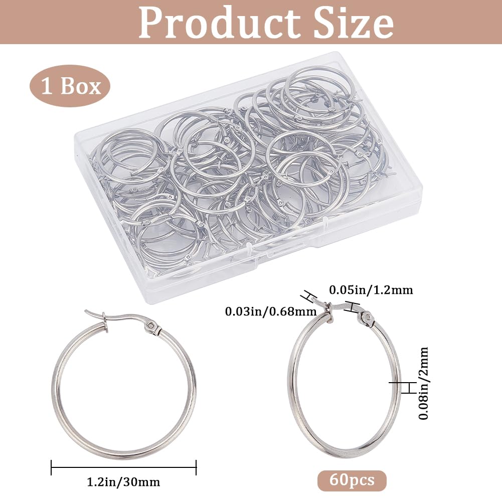 1 Scatola 30 Paia di Risultati per Orecchini A Cerchio Set di Cerchis per Perline In Acciaio Inossidabile Set di Orecchini A Cerchio Pendenti In Argento Ipoallergenico Risultati per Orecch