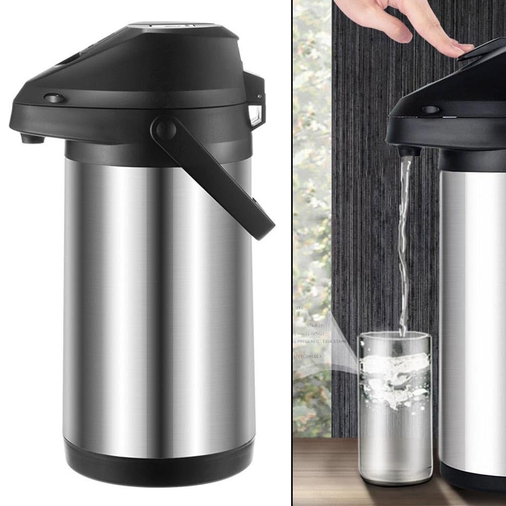 Distributeur de café Airpot en acier inoxydable avec pompe, carafe isotherme de 1,9 L pour boissons chaudes et froides, bouteille sous vide à double paroi avec brosse de nettoyage (1,6 litres)