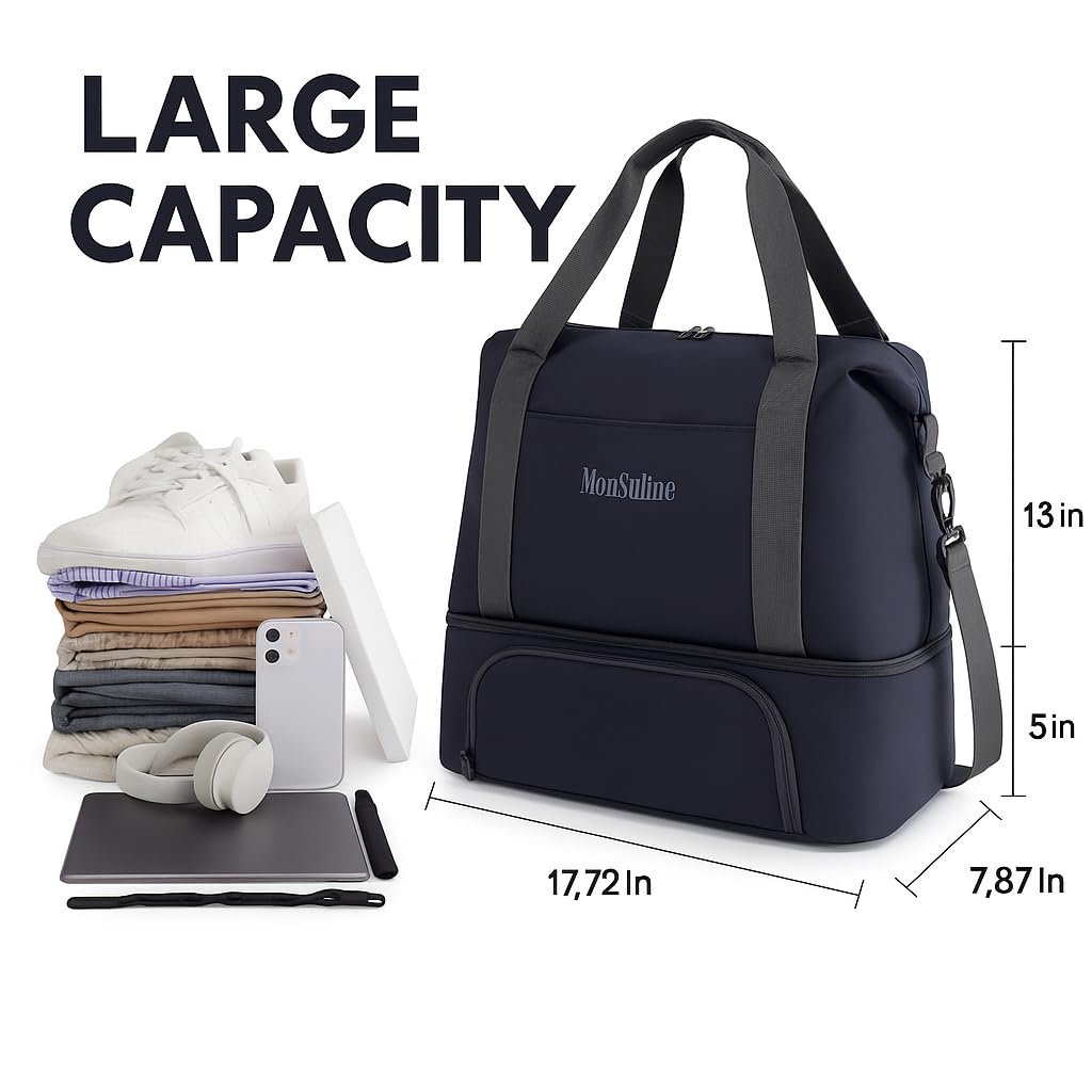 Foldie - Bolsa de viaje expandible, bolsa de gimnasio con compartimento para zapatos, bolsas de entrenamiento para gimnasio con correas, bolsa de viaje para fin de semana durante la noche