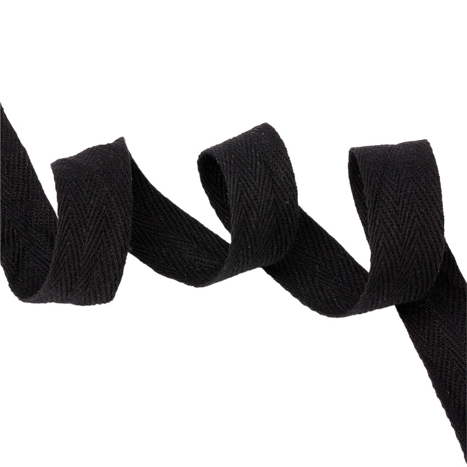 Correa de cinta de algodón Cinta negra los 50M 10-50m m de las correas la tela cruzada espiga del algodón for costura ropa bolso(40mm)