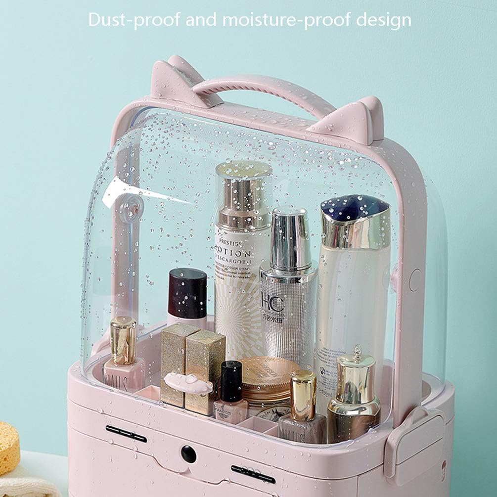Makeup Organiser with Mirror,Waterproof Dust-Proof Cosmetic Perfumes Storage Box,Large Capacity Cosmetic Organizer Box with Drawers,Dresser Bedroom Bathroom
