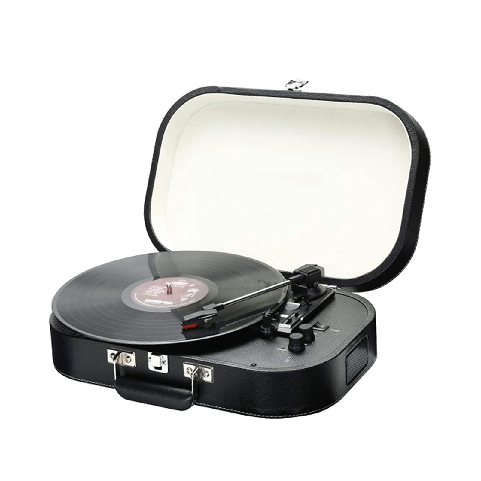 Lettore Record Portatile Bluetooth a 3 velocità con Altoparlanti incorporati |Design di Fibbia in Metallo, Jack per Cuffie da 3,5 mm, Vinile Record Giocatore per Famiglia o Amici