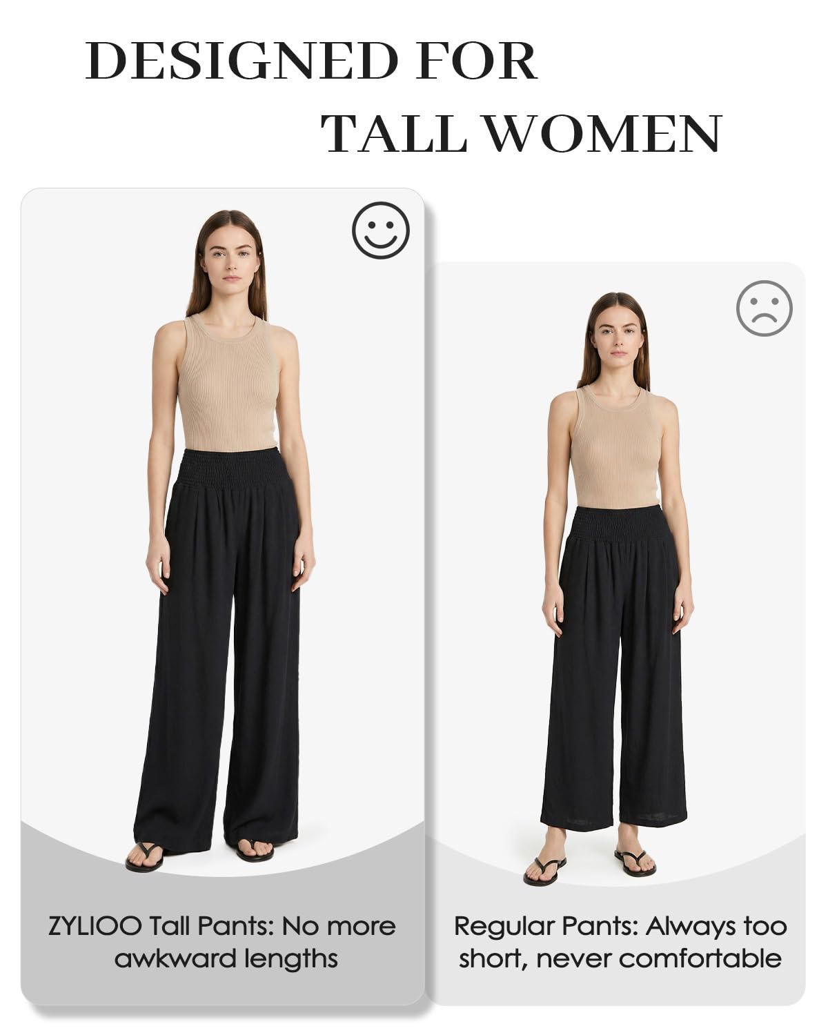 Zylioo Pantaloni estivi da donna extra lunghi, a gamba lunga, in tessuto, per il tempo libero | Pantaloni estivi casual a gamba larga