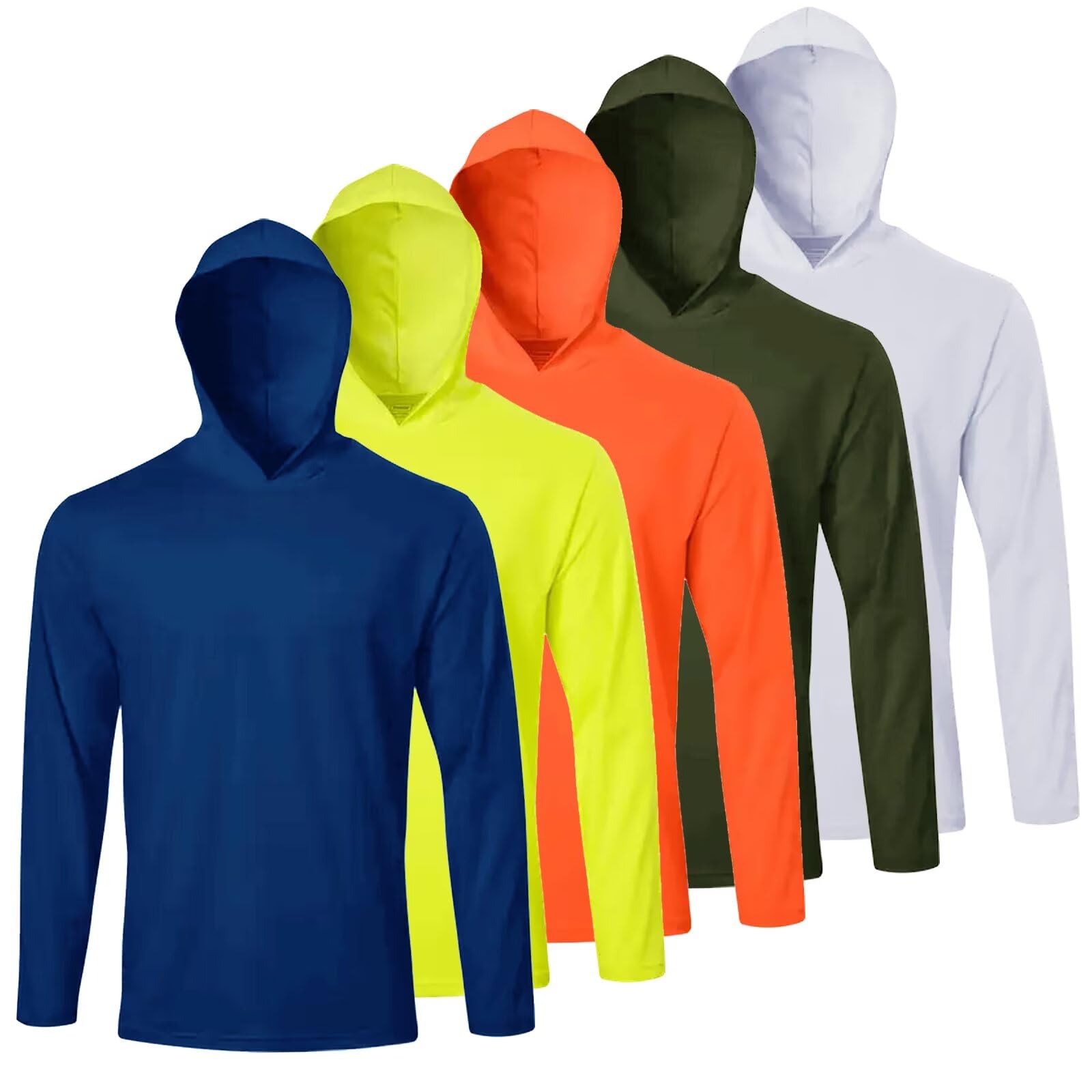 Herren Pack Dry-Fit UV Feuchtigkeitstransport Shirts UPF 50+ Atmungsaktiv Langarm T-Shirts Sonnenschutz T-Shirt mit Kapuze