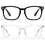 Cyxus Blue Light Blocking Glasses Square Computer Eyewear Clear Lens Eyeglasses Frame (Black & Transparent)