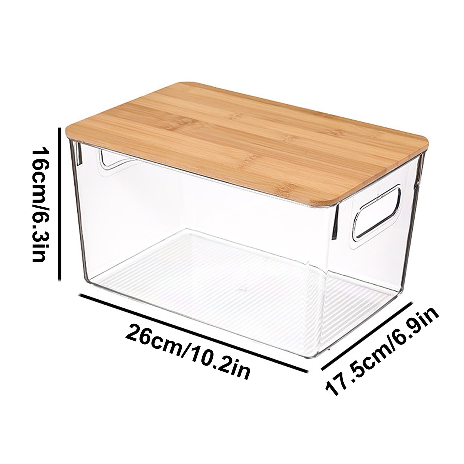 Bins Clear Kitchen Organizer - Scatola portaoggetti impilabile da 11,3x7 | 6x6,3 pollici, contenitore con coperchio in legno, organizer per nevi trasparenti | Fornitura di scatole multifunzione