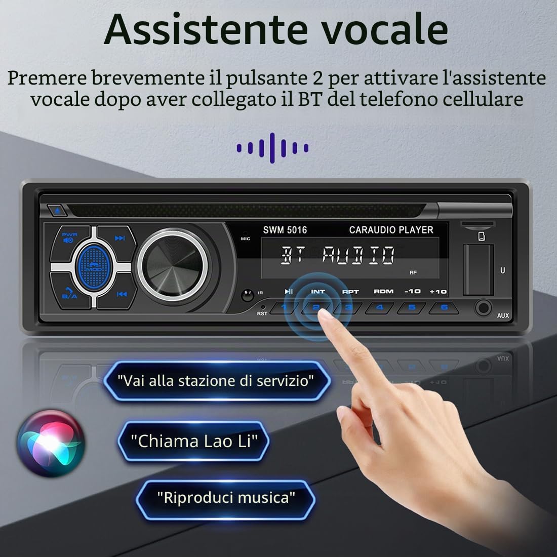 Autoradio Bluetooth con lettore CD, VCD, DVD, 1 DIN, 12 V, RDS/FM/AM, con vivavoce, USB, SD, AUX, localizza e trova una voce AI