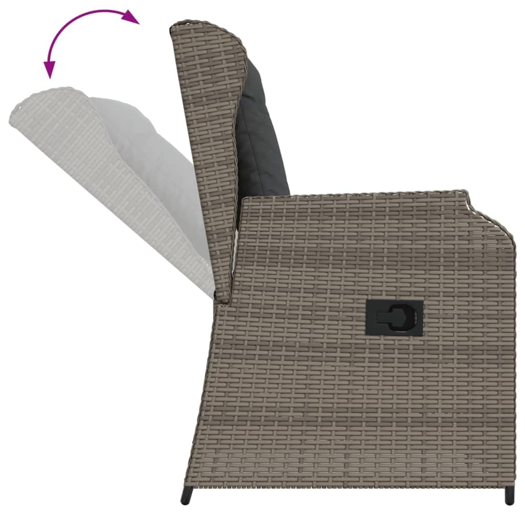 Poltrona da giardino con cuscino, 2 pezzi, regolabile, in rattan sintetico, resistente ai raggi UV, portata 110 kg, per giardino, terrazza ed esterni