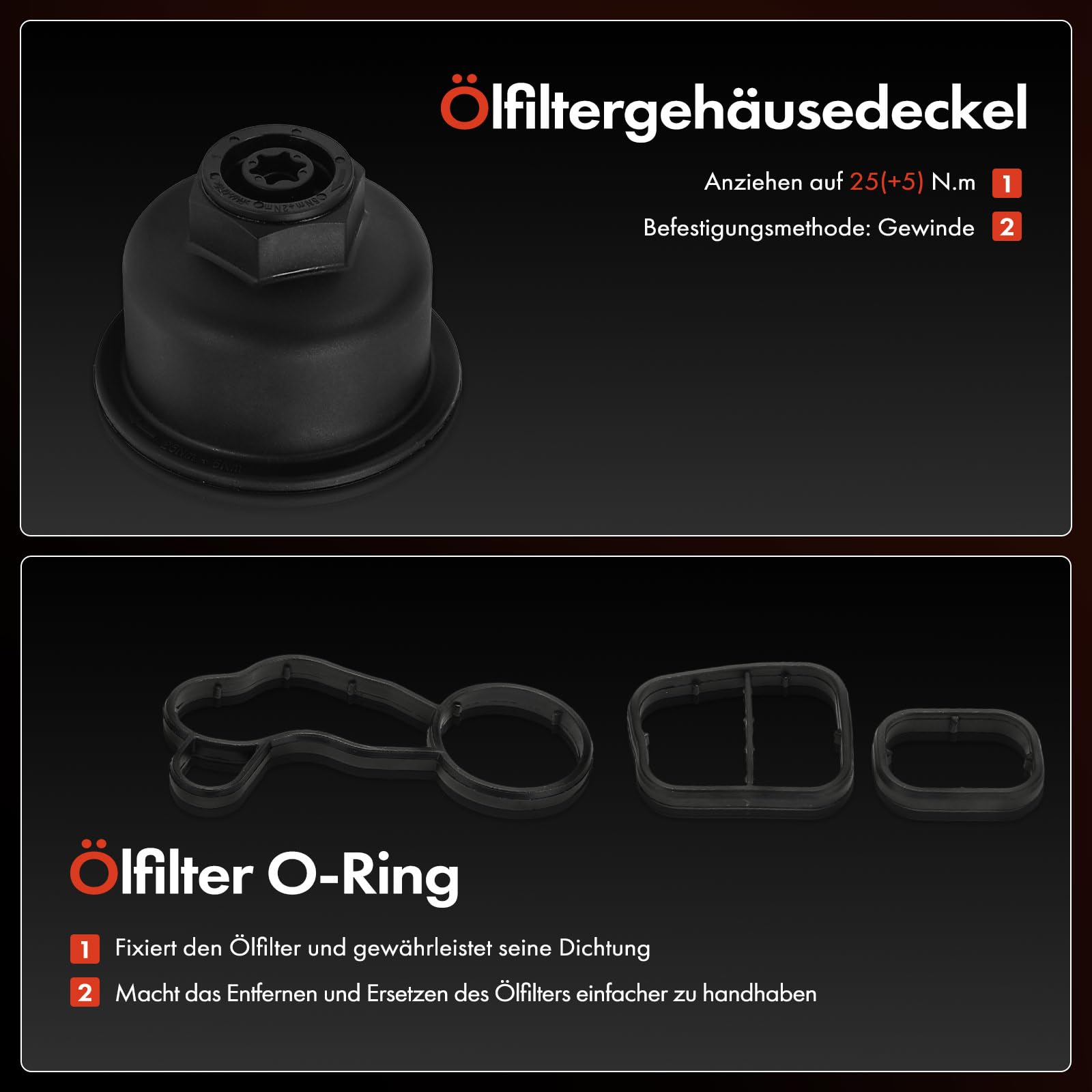 Frankberg ölkühler ölfilter Kompatibel mit M.i.n.i F56 1.5L M.i.n.i F55 1.5L 2 Active Tourer F45 2.0L 2 Gran Tourer F46 2.0L X1 F48 2.0L Replace# 8585237