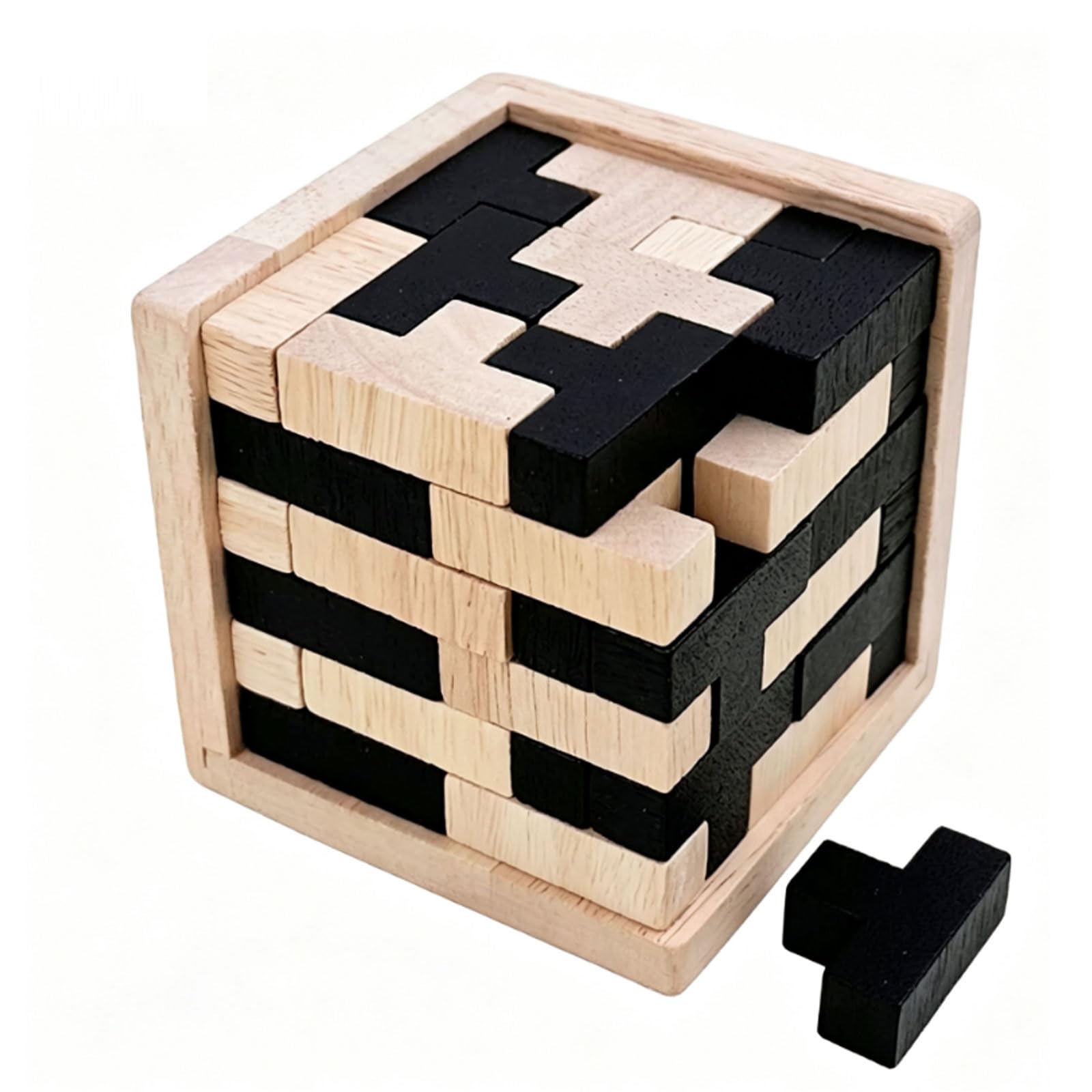 ttnmrc Montessori 3D Wooden Cube Brain Teaser Puzzle