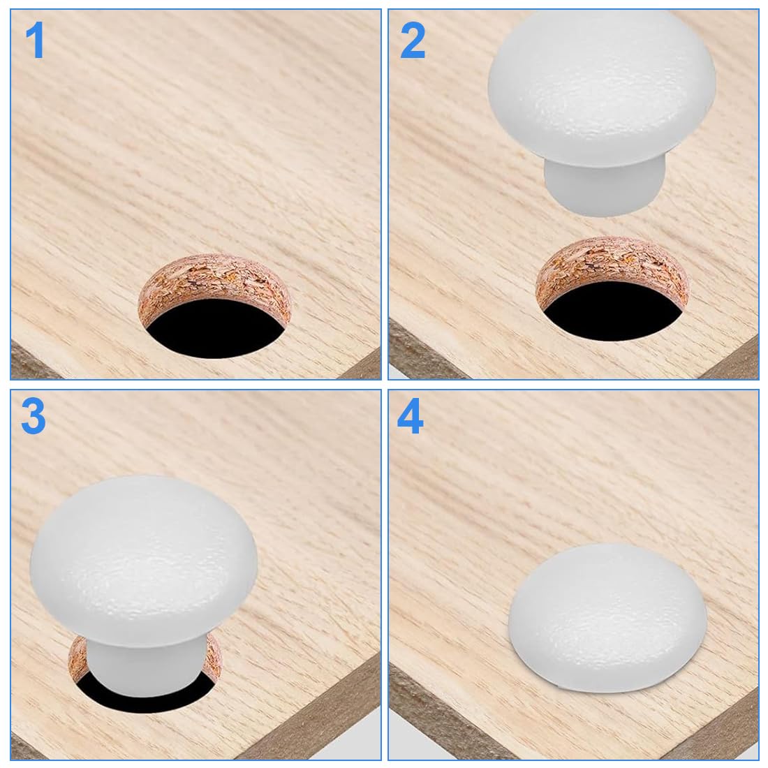 Tappi Copriforo Per Mobili - 120 Pezzi Autoadesivi, Bianchi, 4 Misure (5-10 Mm) - Foto 6
