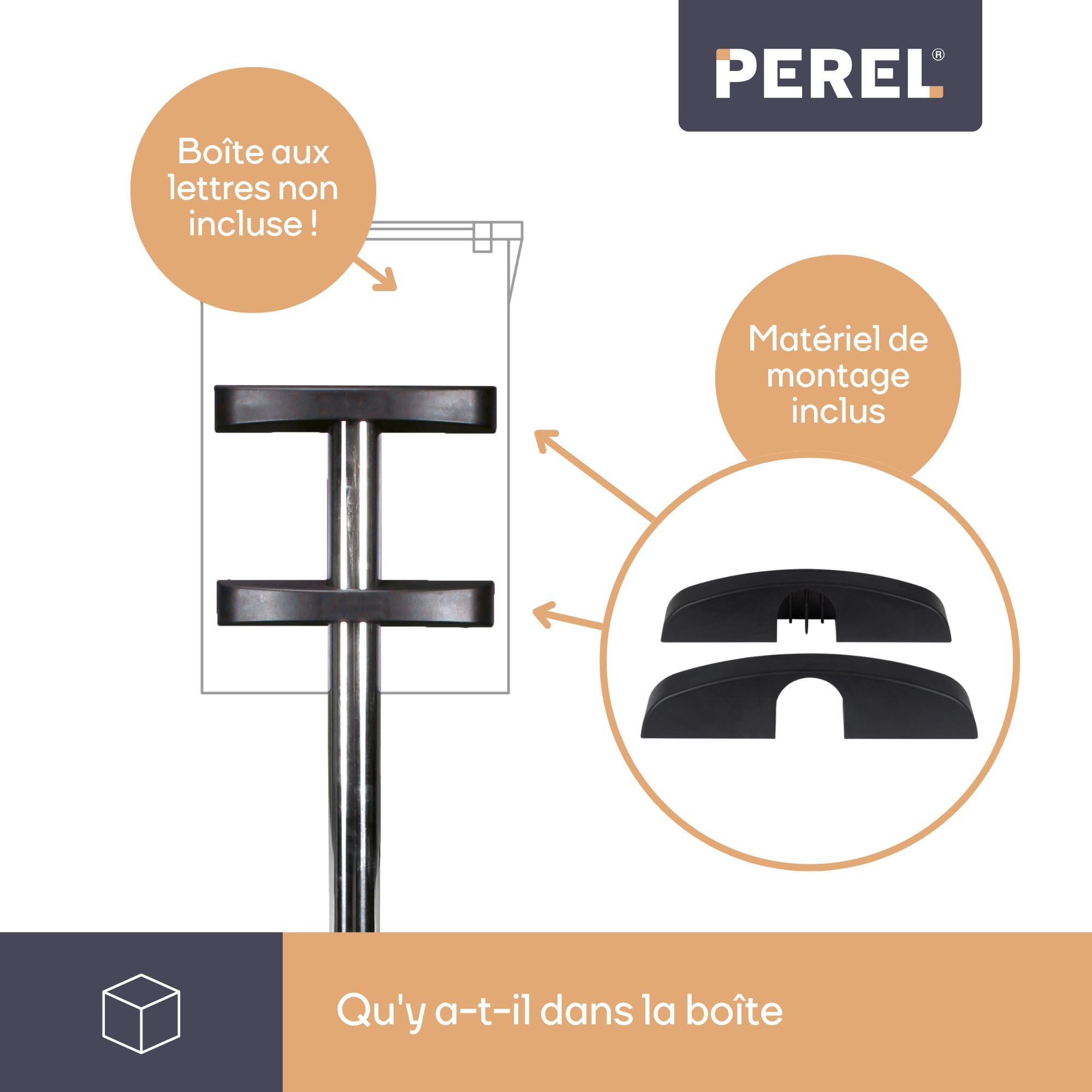 Perel Poteau pour boîte aux lettres, acier inoxydable, avec matériel de fixation, argenté, hauteur 150 cm