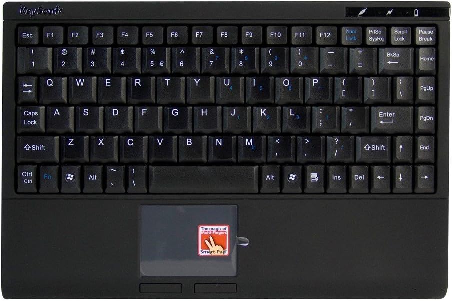Keysonic ACK-540RF+ Black Wireless Mini Keyboard with Integrated Smart Touchpad UK Layout