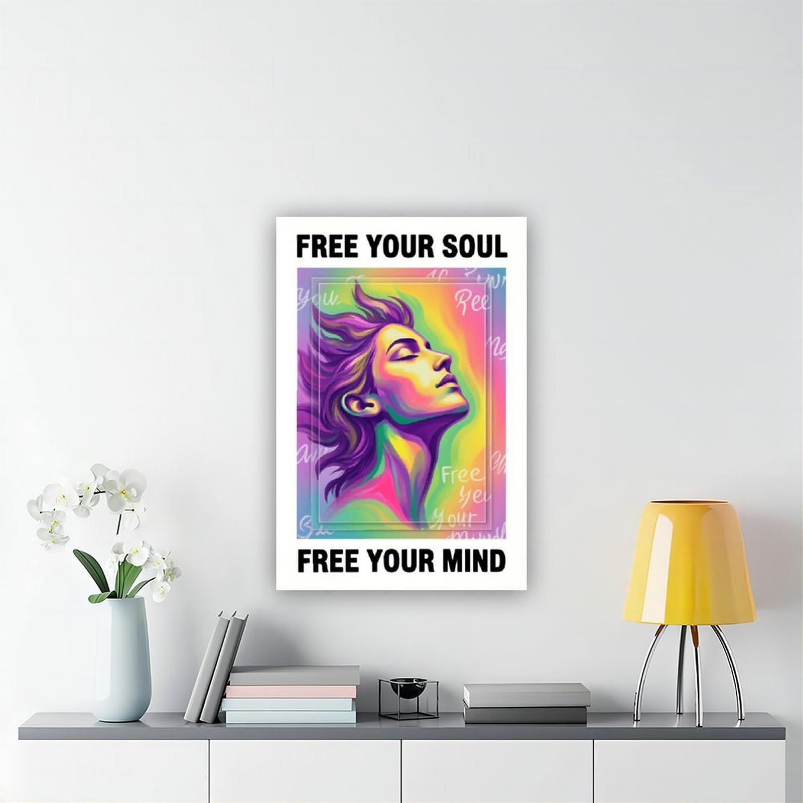 AYINUER Buntes abstraktes Portrait-Leinwand-Poster, Wandkunst, Dekordruck, Gemälde für Wohnzimmer, Schlafzimmer, Dekoration, ungerahmt, Druck-Stil, 61 x 91,4 cm (L x B)