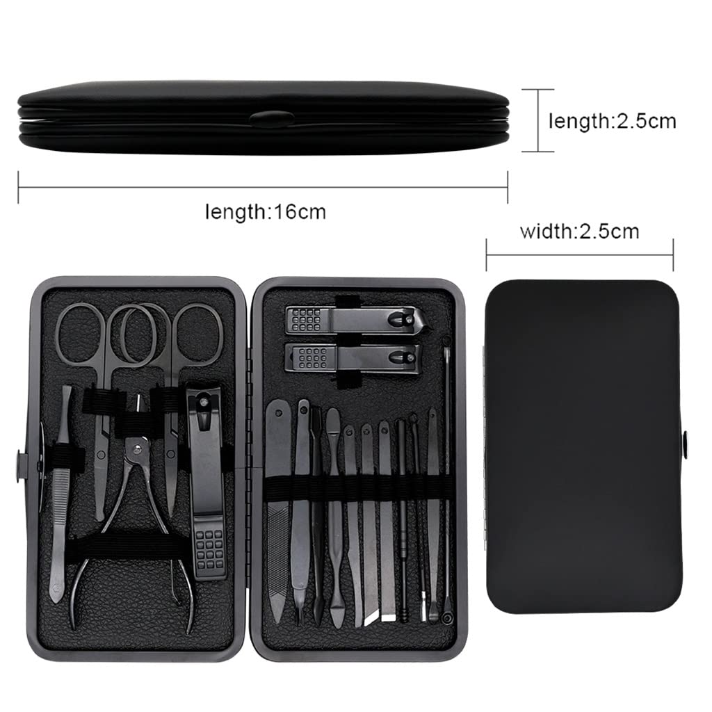 Ensemble de manucure Coupe-Ongles Outils ménage 18 pièces en Acier Inoxydable Oreille cuillère Coupe-Ongles Ciseaux Kit for Outils de manucure