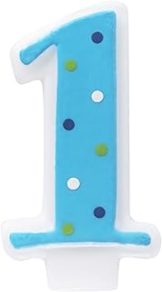 DecoPac #1 Candle with Polka Dots (Blue) Party Accessory