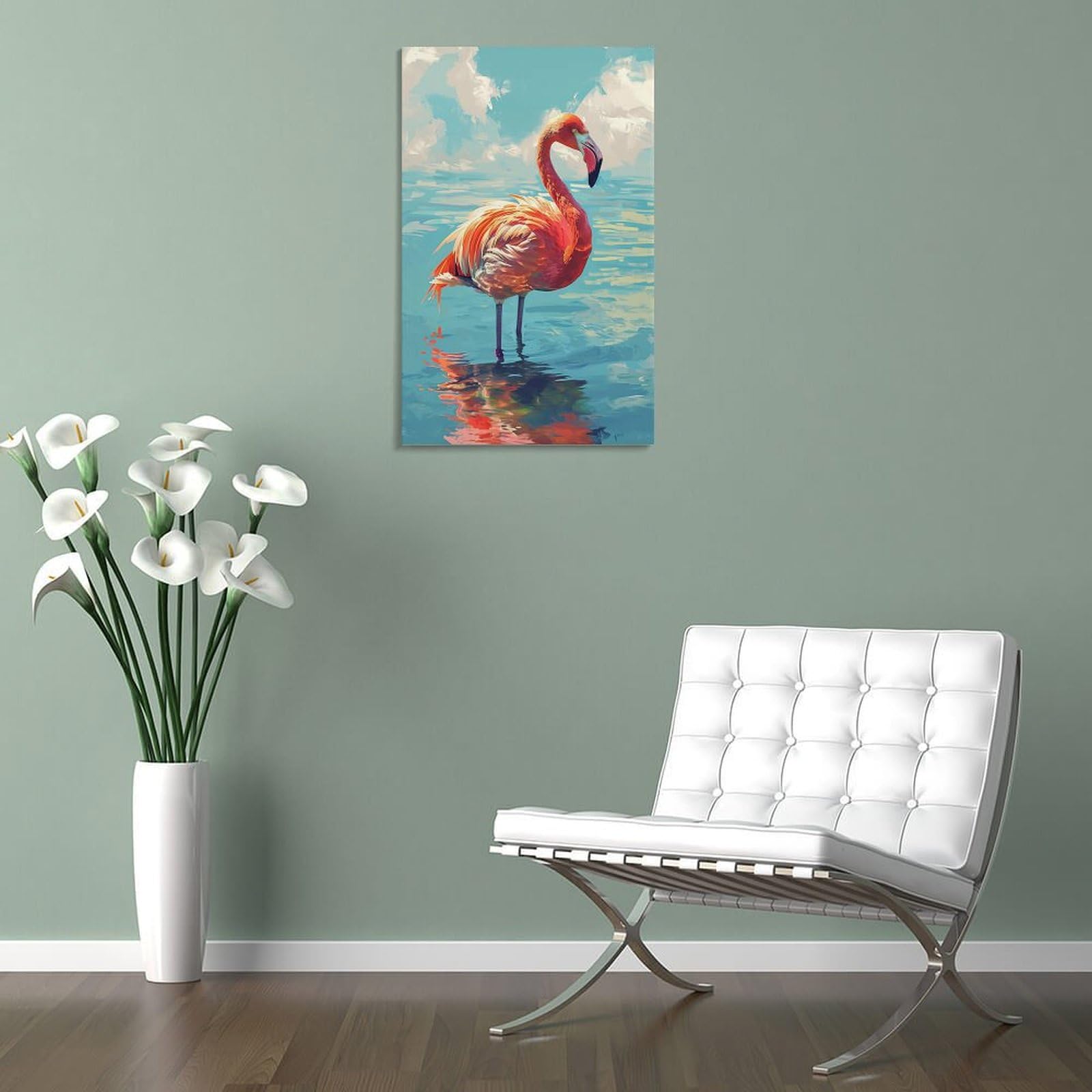 Amazon.co.jp: 絵画 フラミンゴインテリア 絵画 動物の油絵イラスト