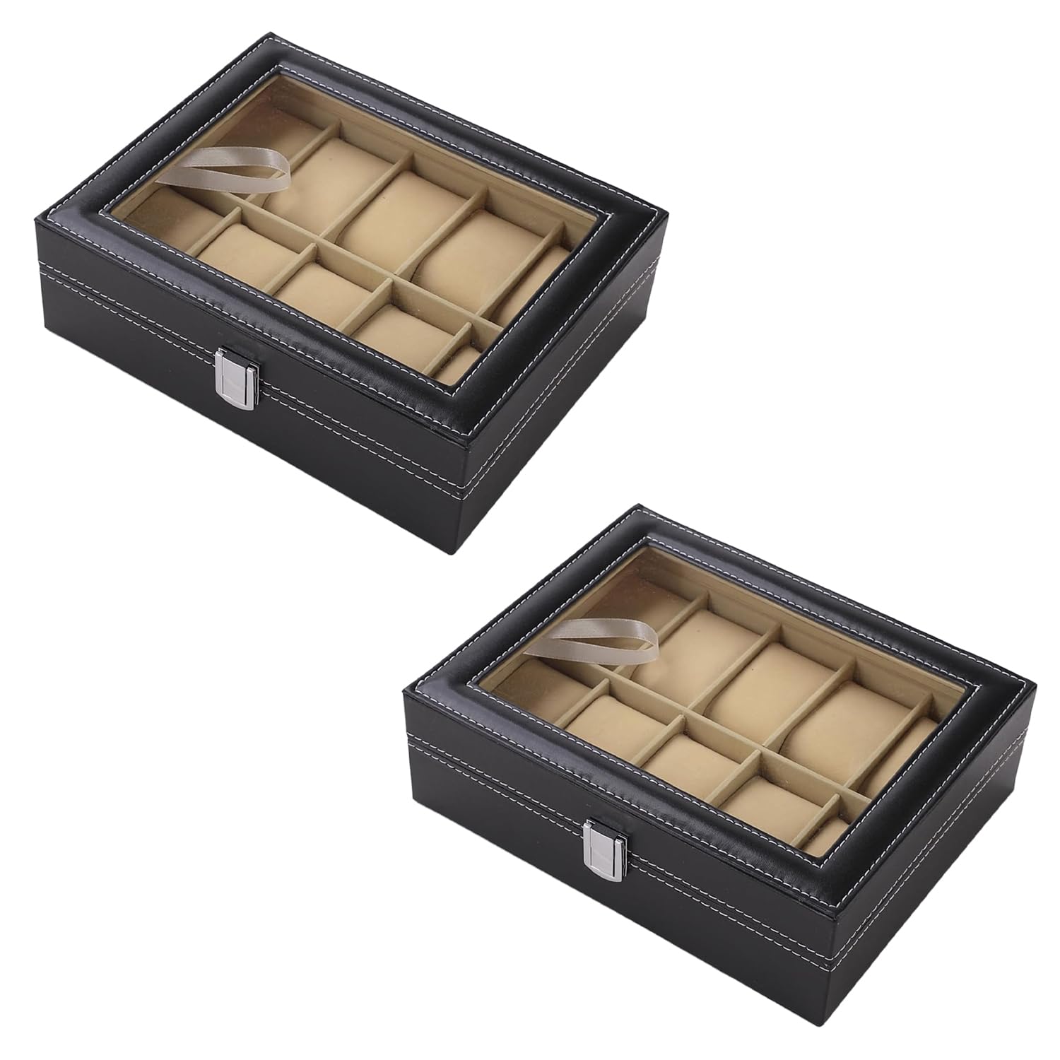 Kuber Industries 10 Slots Watch Organizer|Watch Storage Box For Men & Women|Secure Closer|Wrist Watch Display BoxBlack|Pack of 2| (B0CN13FCSP) Amazon Price History, Amazon Price Tracker