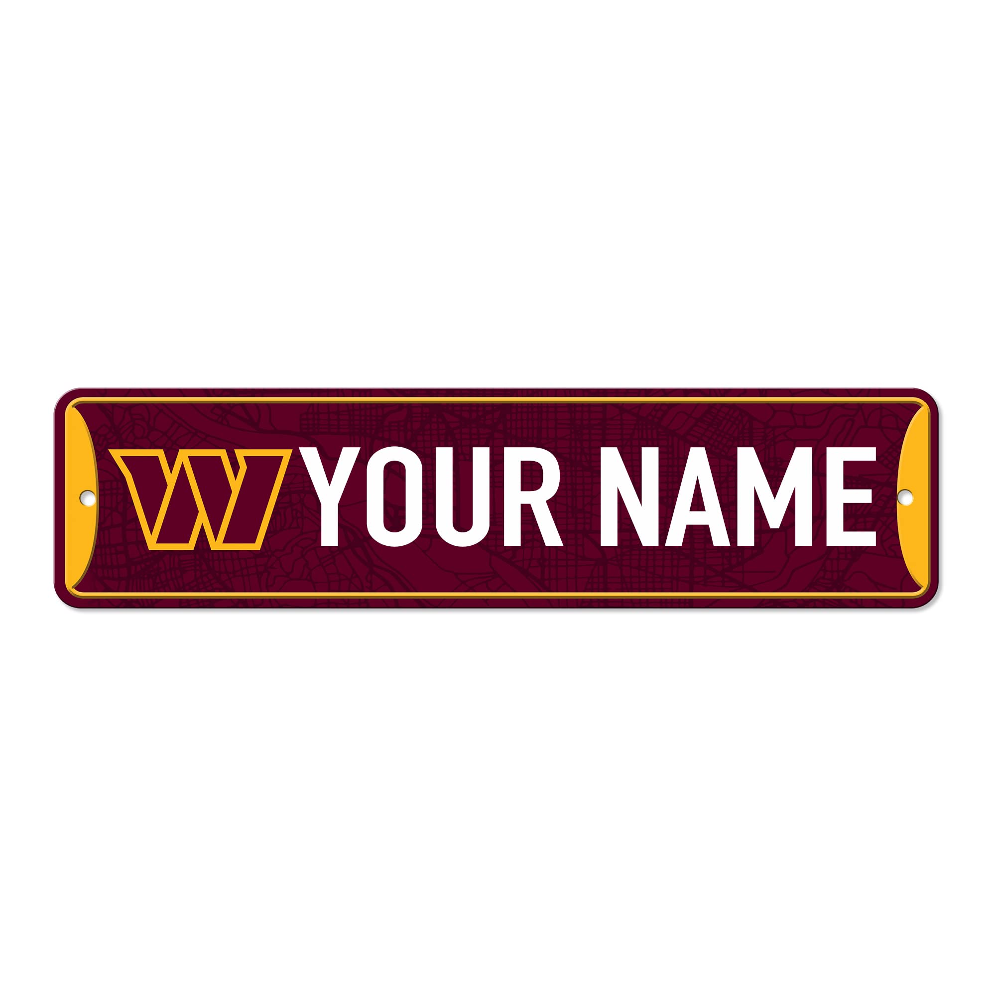 Rico Industries NFL Football Washington Commanders Primary Personalized Metal Street Sign 4" x 15" Home Décor - Bedroom - Office - Man Cave