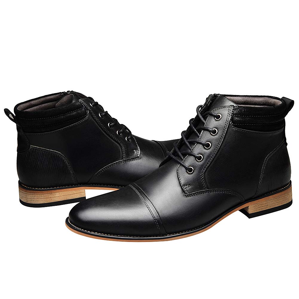 ANUFER Uomo Vintage Allacciare Pelle Stivali Zip Formale Scarpe da Sera
