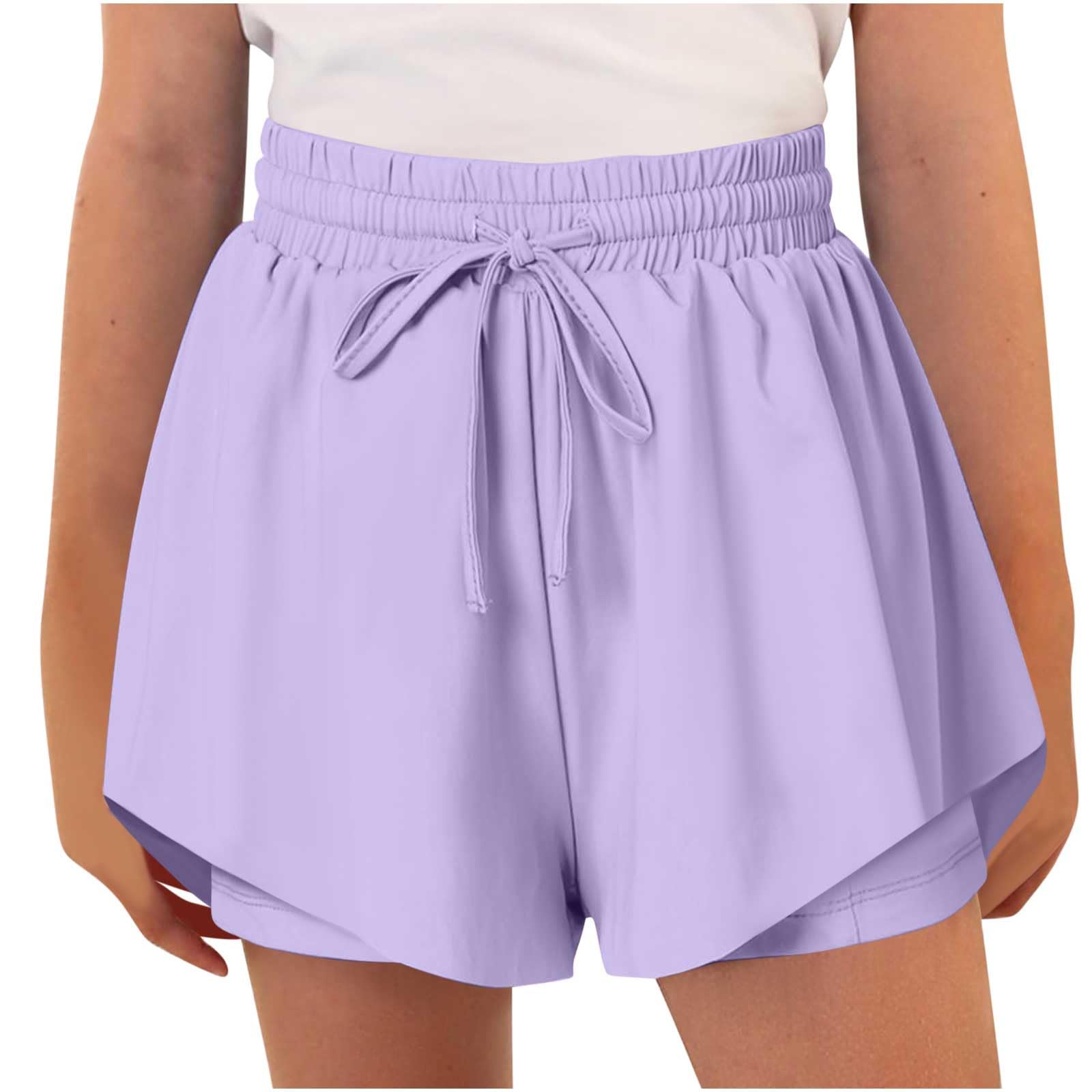 duxyoz Flowy Athletic Shorts for Girls Butterfly Shorts for Kids Teens Preppy Tennis Running Athletic Short with Liner 2-in-1 Double Layer Quick-Drying Comfy Short Pants Summer Clothes 10-11 Years