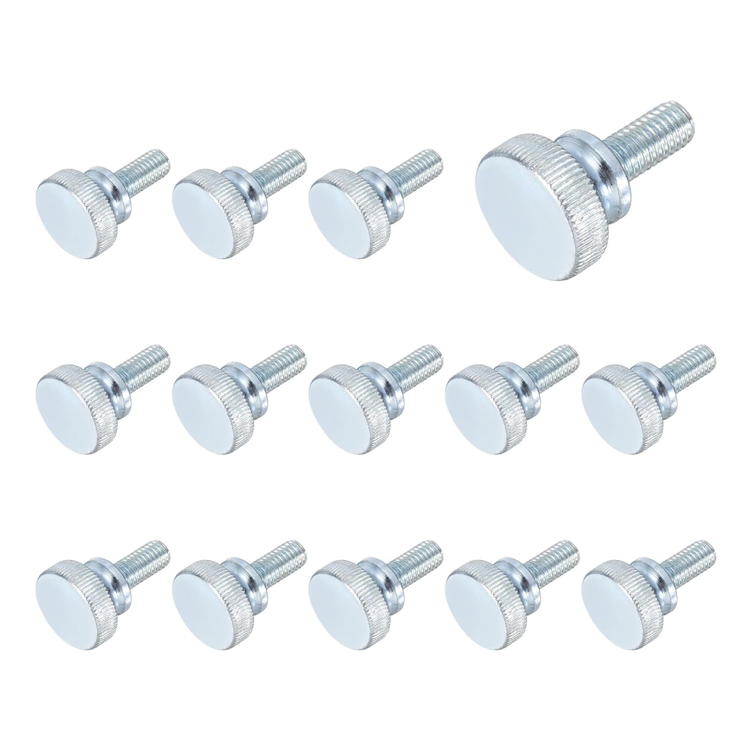 MECCANIXITY 14 Pcs M8x18mm Knurled Thumb Screws, Carbon Steel Zinc Plated Flat Knurled Head Fully Threaded Screw Bolts Fasteners for Home, Machine