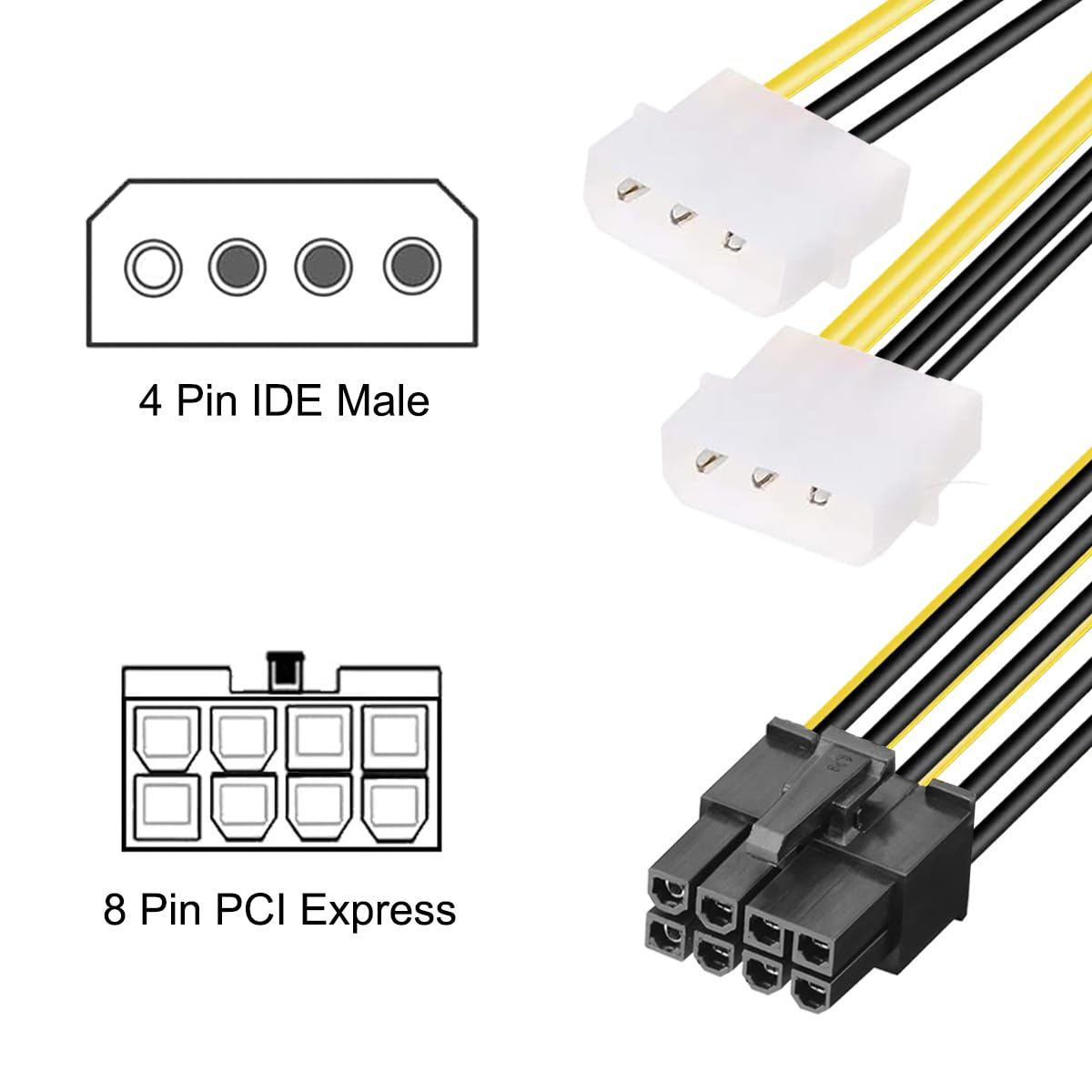 Amazon.co.jp: Xiatiaosann 8ピンPCIe-ペリフェラル電源(大4ピン×2