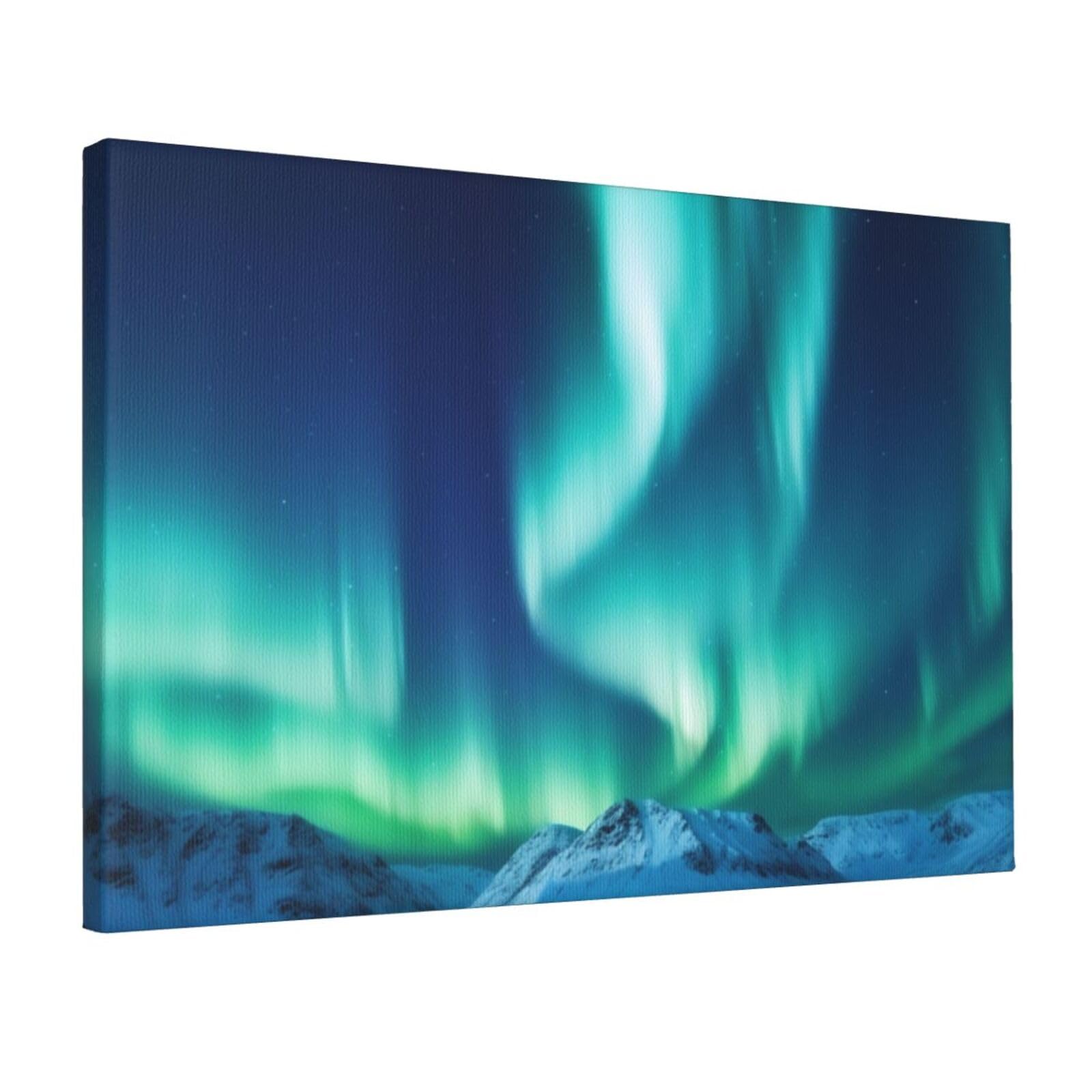 KLOPH Northern Lights Canvas Wall Art for Living Room 12"x18" Modern Artwork Painting for Bathroom Hanging Canvas Prints Aesthetic Wallart for Bedroom Kitchen Office Wall Decor