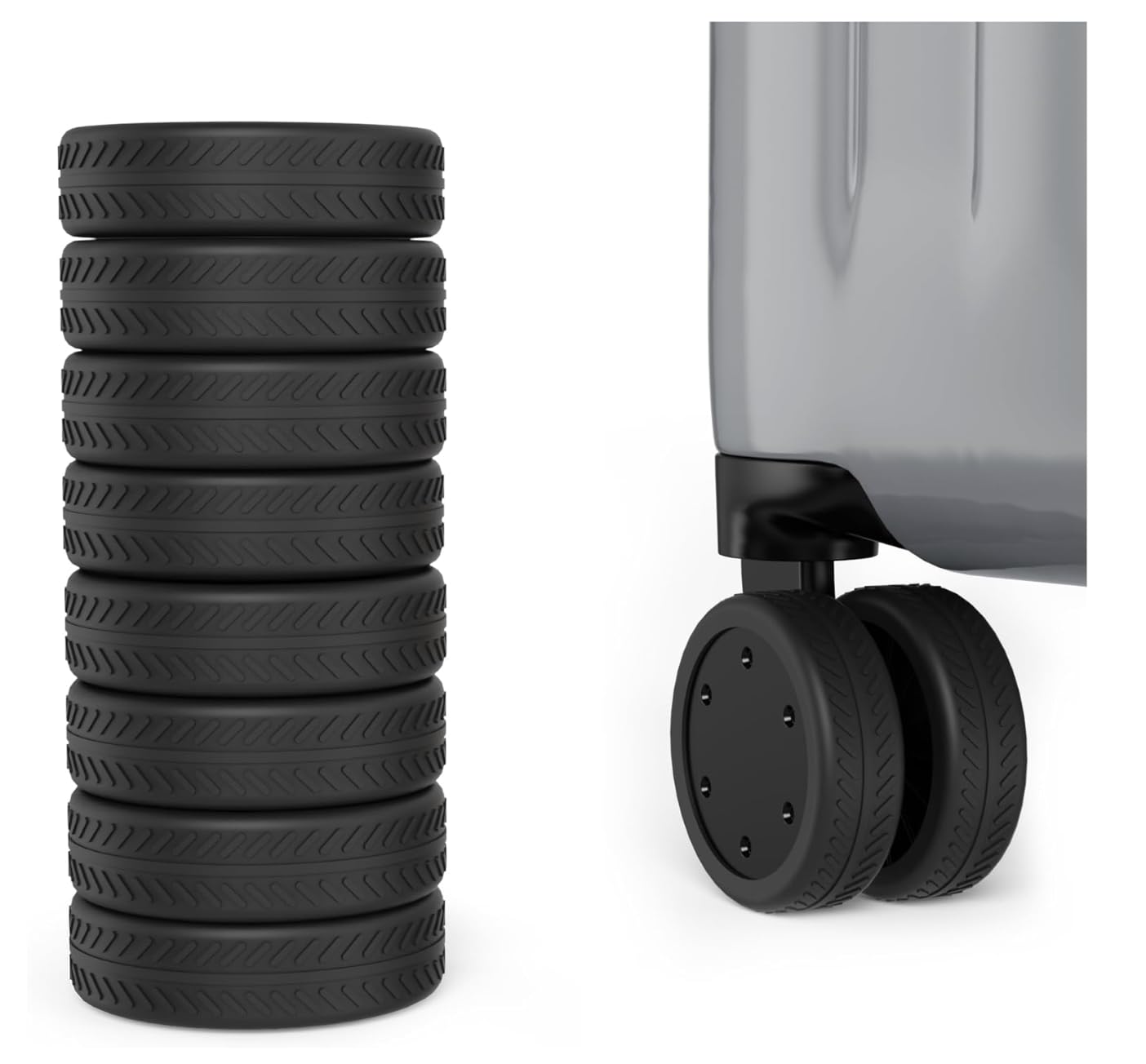 Premium Silicone Trolley Wheel Cover – Anti-Slip Luggage Protector for Dual Wheel Suitcase – Durable and Noise Reducing (Pack of 8) Premium Silicone Trolley Wheel Cover – Anti-Slip Luggage Protector for Dual Wheel Suitcase – Durable and Noise Reducing (Pack of 8)