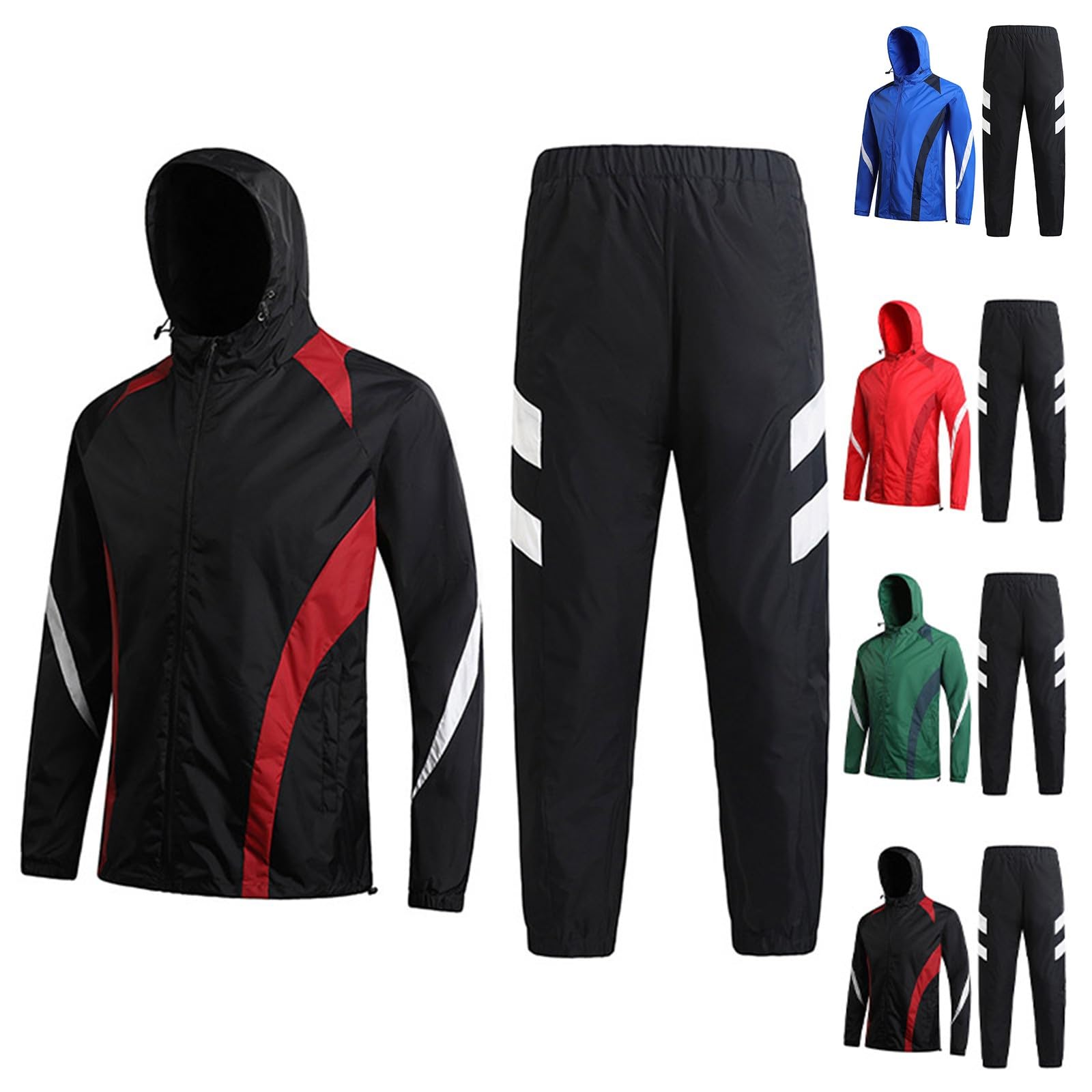 Giacca da moto da uomo, 2 pezzi, tuta antipioggia da uomo, pantaloni da jogging, impermeabile, traspirante, con cappuccio all'aperto, bicicletta, giacca softshell leggera primaverile